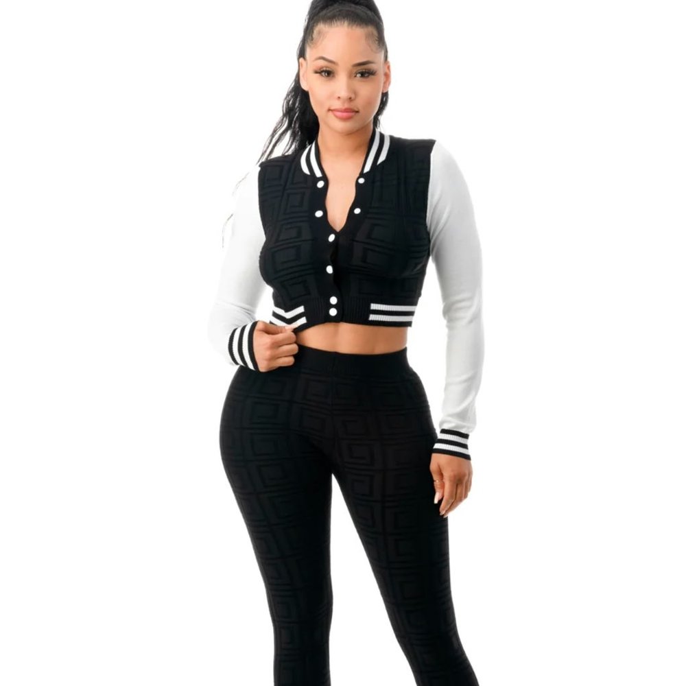 2 Piece Varsity Set Women Matching  Set Crop Top  Sporty Trendy Outfit